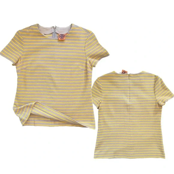 Tory Burch grey and marigold striped blouse - Picture 12 of 16